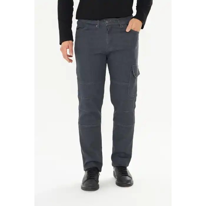 Orange Safety İş Pantolonu Kot Füme Reflektörlü Kargo Cepli