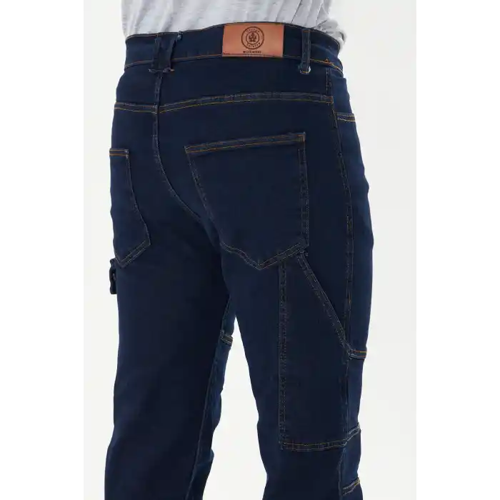 Orange Safety İş Pantolonu Kot Mavi Reflektörlü Kargo Cepli