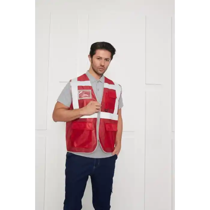 Orange Safety Kırmızı Mühendis Tipi İkaz Yeleği