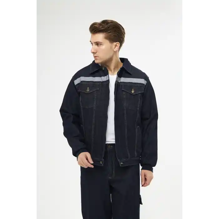 Orange Safety Kot Mont Taşlanmış %100 Pamuk Kapitoneli Reflektörlü