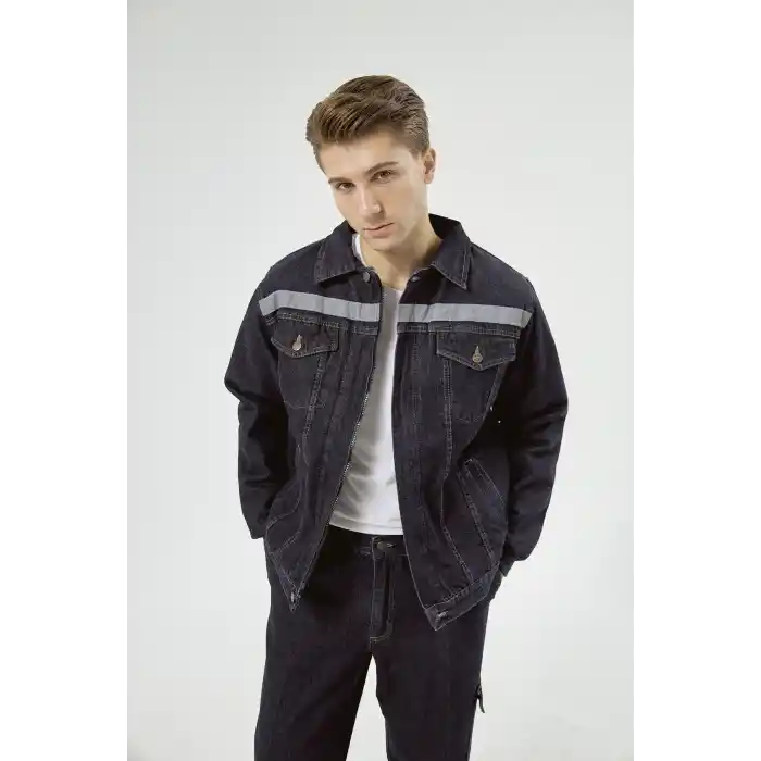 Orange Safety Kot Mont Taşlanmış %100 Pamuk Kapitoneli Reflektörlü