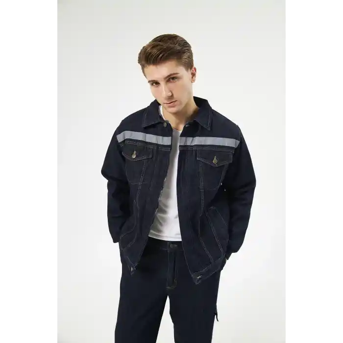 Orange Safety Kot Mont Taşlanmış %100 Pamuk Kapitoneli Reflektörlü