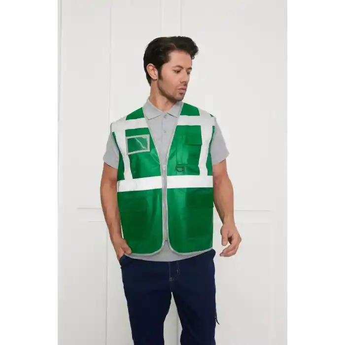 Orange Safety Koyu Yeşil Mühendis Tipi İkaz Yeleği