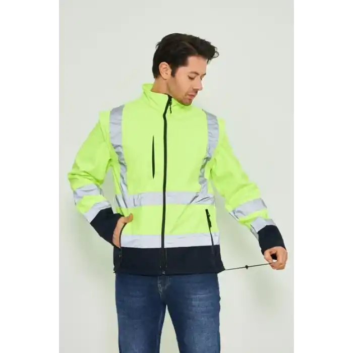 Orange Safety Sarı Softshell Mont Reflektörlü