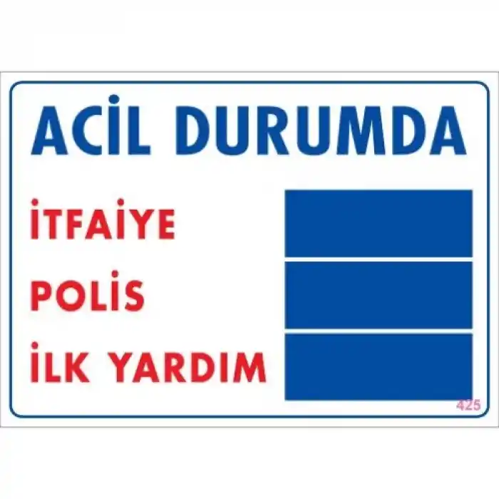 Pvc Levha Acil Durumda 25X35 Cm