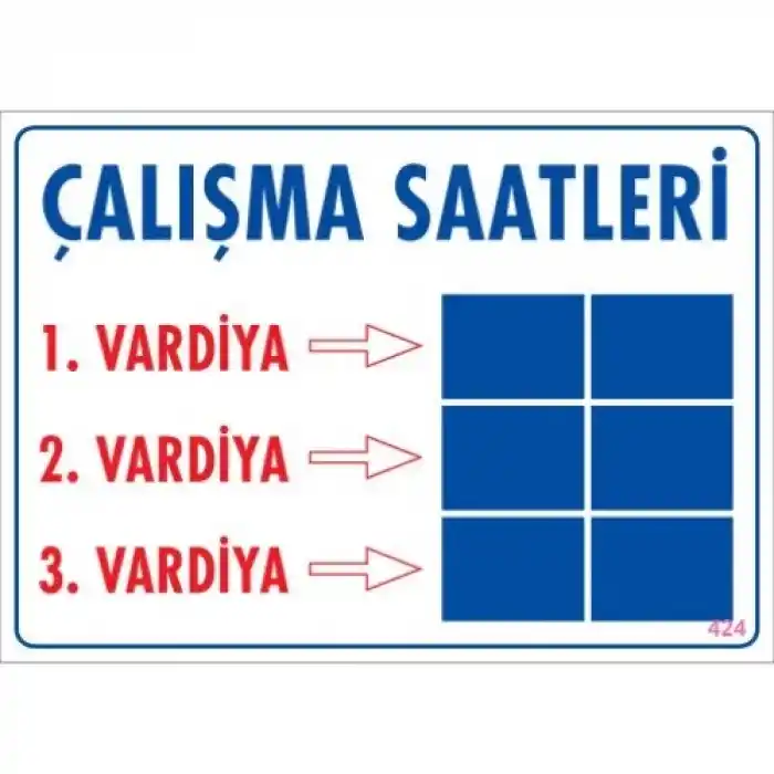 Pvc Levha Çalışma Saatleri 25X35 Cm