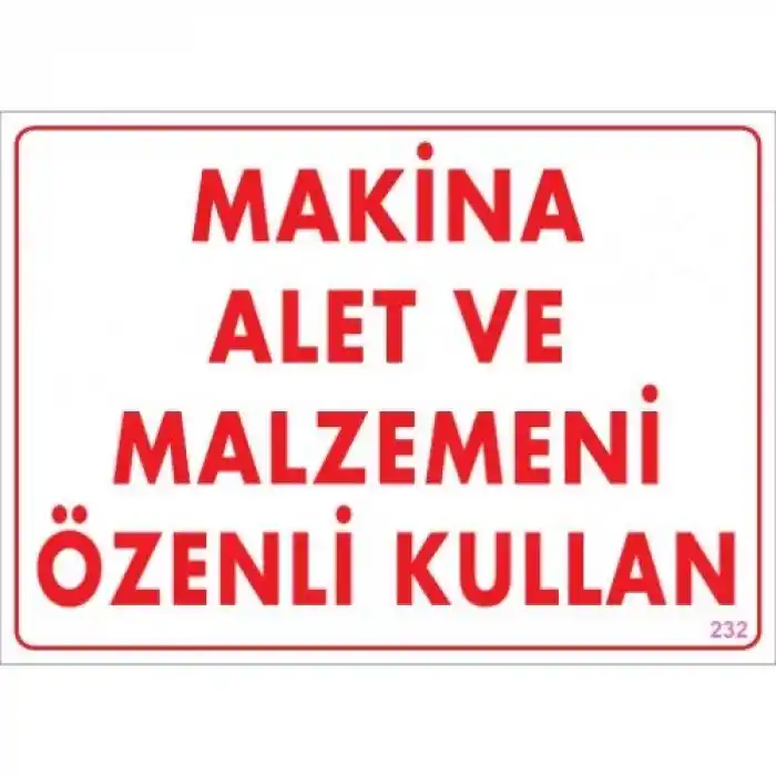 Pvc Levha Makina Alet ve Malzemeni Özenli Kullan 25X35 Cm