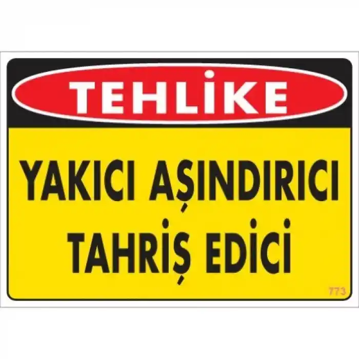 Pvc Levha Tehlike Yakıcı Aşındırıcı Tahriş Edici 25X35 Cm