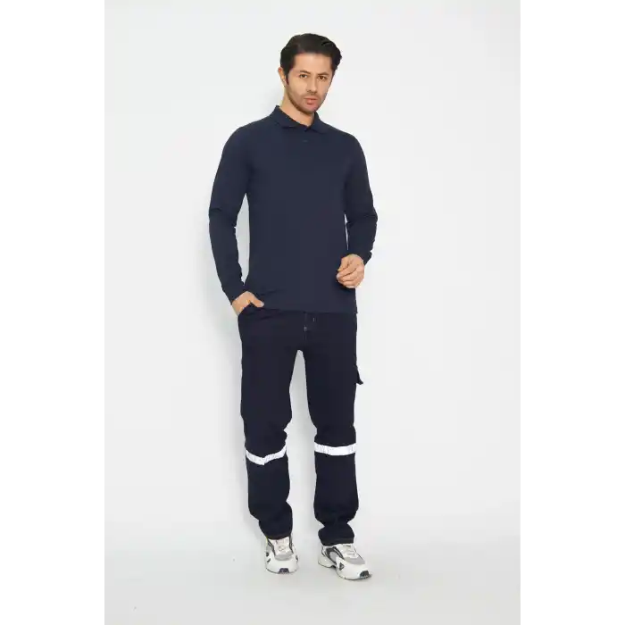 Sweat t-shırt Polo Yaka Kışlık Uzun Kol Gri