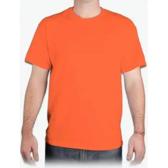 T-shirt Bisiklet Yaka Kısakol %100 Pamuk Cepli Turuncu