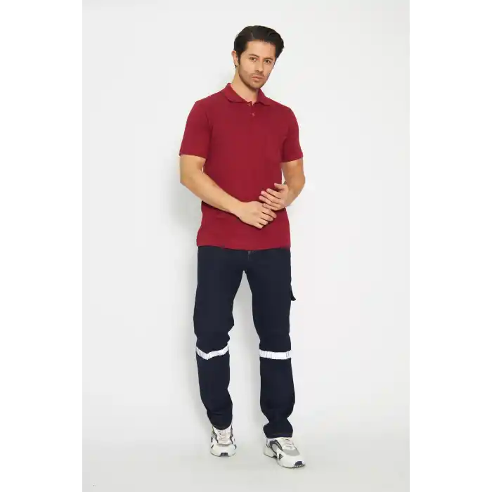 T-shirt Polo Yaka Kısakol %100 Pamuk Cepli Kırmızı
