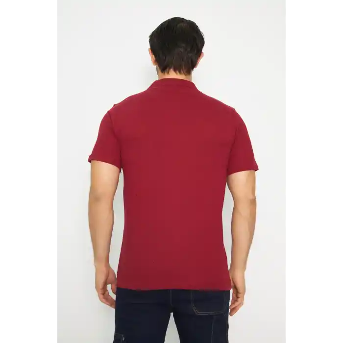 T-shirt Polo Yaka Kısakol %100 Pamuk Cepli Kırmızı