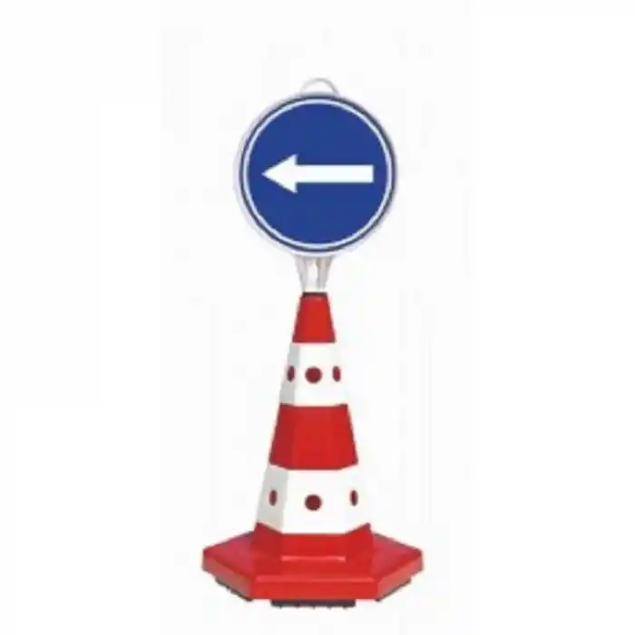 Trafik Konisi Sola Mecburi Yön Levhalı