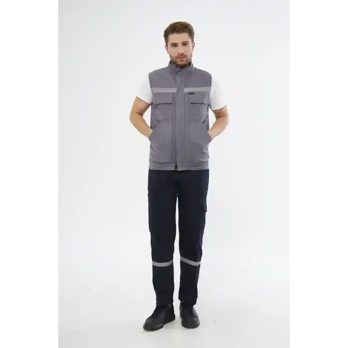 Yelek 7/7 Gabardin %100 Pamuk Kapitoneli Reflektörlü