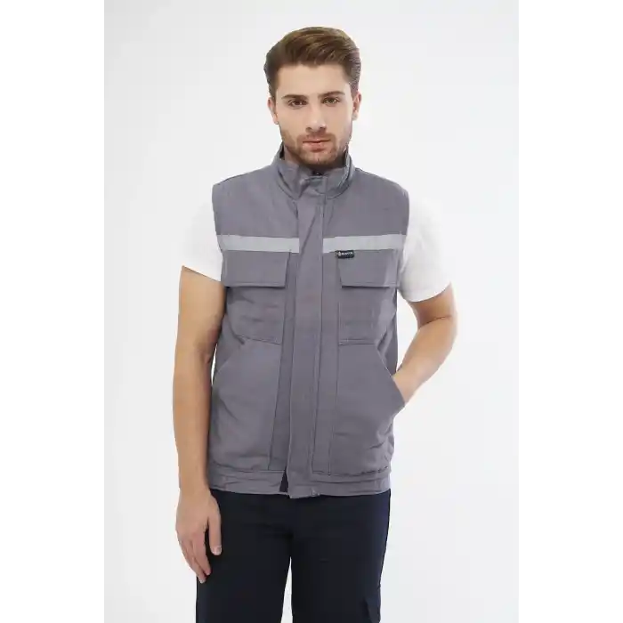 Yelek 7/7 Gabardin %100 Pamuk Kapitoneli Reflektörlü