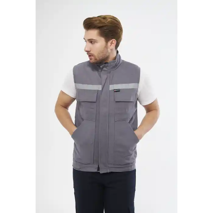 Yelek 7/7 Gabardin %100 Pamuk Kapitoneli Reflektörlü