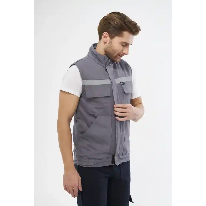 Yelek 7/7 Gabardin %100 Pamuk Kapitoneli Reflektörlü