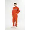 Orange Safety Bütün İş Tulumu Turuncu 16/12 Gabardin %100 Pamuk Reflektörlü