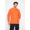 Orange Safety Sweat T-shırt Bisiklet Yaka Kışlık Uzun Kol Turuncu