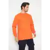 Orange Safety Sweat T-shırt Bisiklet Yaka Kışlık Uzun Kol Turuncu