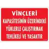 Pvc Levha Vinçleri Kapasitesinin Üzerindeki Yüklerle Çalıştırmak Tehlikeli ve Yasaktır 25*35 cm