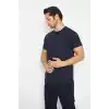 T-shirt Bisiklet Yaka Kısakol %100 Pamuk Cepli Lacivert