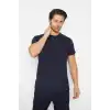 T-shirt Bisiklet Yaka Kısakol %100 Pamuk Cepli Lacivert