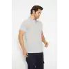T-shirt Polo Yaka Kısakol %100 Pamuk Cepli Gri