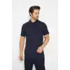 T-shirt Polo Yaka Kısakol %100 Pamuk Cepli Lacivert