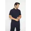 T-shirt Polo Yaka Kısakol %100 Pamuk Cepli Lacivert