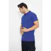 T-shirt Polo Yaka Kısakol %100 Pamuk Cepli Sax Mavi