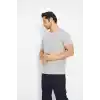 T-shirt V Yaka Kısakol %100 Pamuk Cepli Gri
