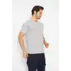 T-shirt V Yaka Kısakol %100 Pamuk Cepli Gri