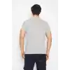 T-shirt V Yaka Kısakol %100 Pamuk Cepli Gri