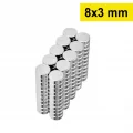 BUĞZ 10 Adet 8x3mm Yuvarlak Neodyum Mıknatıs Güçlü Nikel Kaplamalı Kaliteli Dayanıklı Magnet