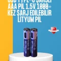 1200mWh Kapasiteli Lityum AAA Pil – Düşük Enerji Tüketen Cihazlar İçin Maksimum Dayanıklılık