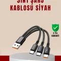 3’ü 1 Arada Hızlı Şarj Kablosu – iOS Android Type-C Uyumlu