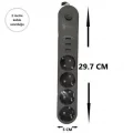 4lü Siyah Anahtarlı 3 Usb Li Akım Korumalı Topraklı Çocuk Korumalı Grup Priz 2 Metre