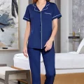 Aqua 25526-K Kadın Kısa Kol Önü Düğmeli Pijama Takım