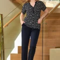 Aqua 25570 Kadın Kısa Kollu Çicek Desenli Pijama Takımı