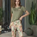Aqua 26593 Kadın Desenli Kısa Kol Pijama Takımı