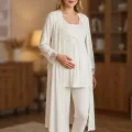 Bone 6205 Kadın 3lü Jakarlı Sabahlıklı Lohusa Pijama Takımı