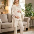 Bone 6216 Kadın 3lü Viskon Sabahlıklı Lohusa Pijama Takımı