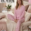 Boyraz ML-01518 Kadın Uzun Kol Boydan Düğmeli Pijama Takımı