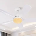 BUĞZ 1 Adet FİM Kristal 30W Ledli 5 Kanat Tavan Vantilatörü 1154 Kumandalı 3 Renk E27 Duy
