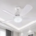 BUĞZ 1 Adet FİM Kristal 30W Ledli 5 Kanat Tavan Vantilatörü 1154 Kumandalı 3 Renk E27 Duy