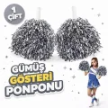 BUĞZ 1 Çift Gümüş Renk Okul Gösteri Ponponları Ekstra Dolgun