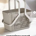 BUĞZ 1li Gri Çok Amaçlı Kulplu Sepet Mutfak Banyo Organizer Taşıma Sepeti