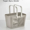 BUĞZ 1li Gri Çok Amaçlı Kulplu Sepet Mutfak Banyo Organizer Taşıma Sepeti