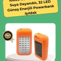  10000 mAh Güneş Enerjili Taşınabilir Şarj Cihazı ve Aydınlatma Cihazı